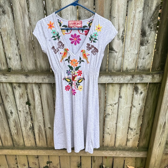 Johnny Was JWLA Embroidered LOVE Birds Floral V-neck Cotton Cap Sleeve Dress XS - Picture 2 of 12